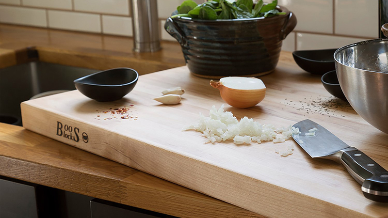 John Boos MYSB Mystery Butcher Block Oil, 16 Ounce Bottle | $8 | AmazonJohn Boos Maple Wood Edge Grain Reversible Cutting Board with Juice Groove, 24 Inches x 18 Inches x 1.5 Inches | $90 | Amazon John Boos Maple Wood Edge Grain Reversible Cutting Board with Juice Groove, 20 Inches x 15 Inches x 1.5 Inches | $70 | Amazon